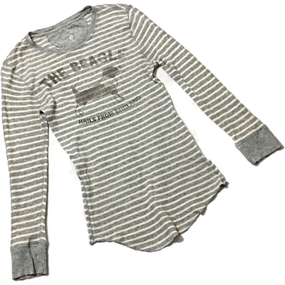 J. Crew Tops - J. Crew SZ M Vintage Waffle Top Gray White Stripe